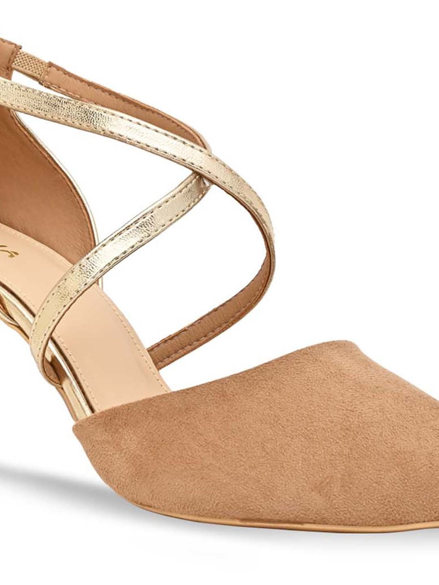 Rocia by Regal Women's Beige Ankle Strap Stilettos