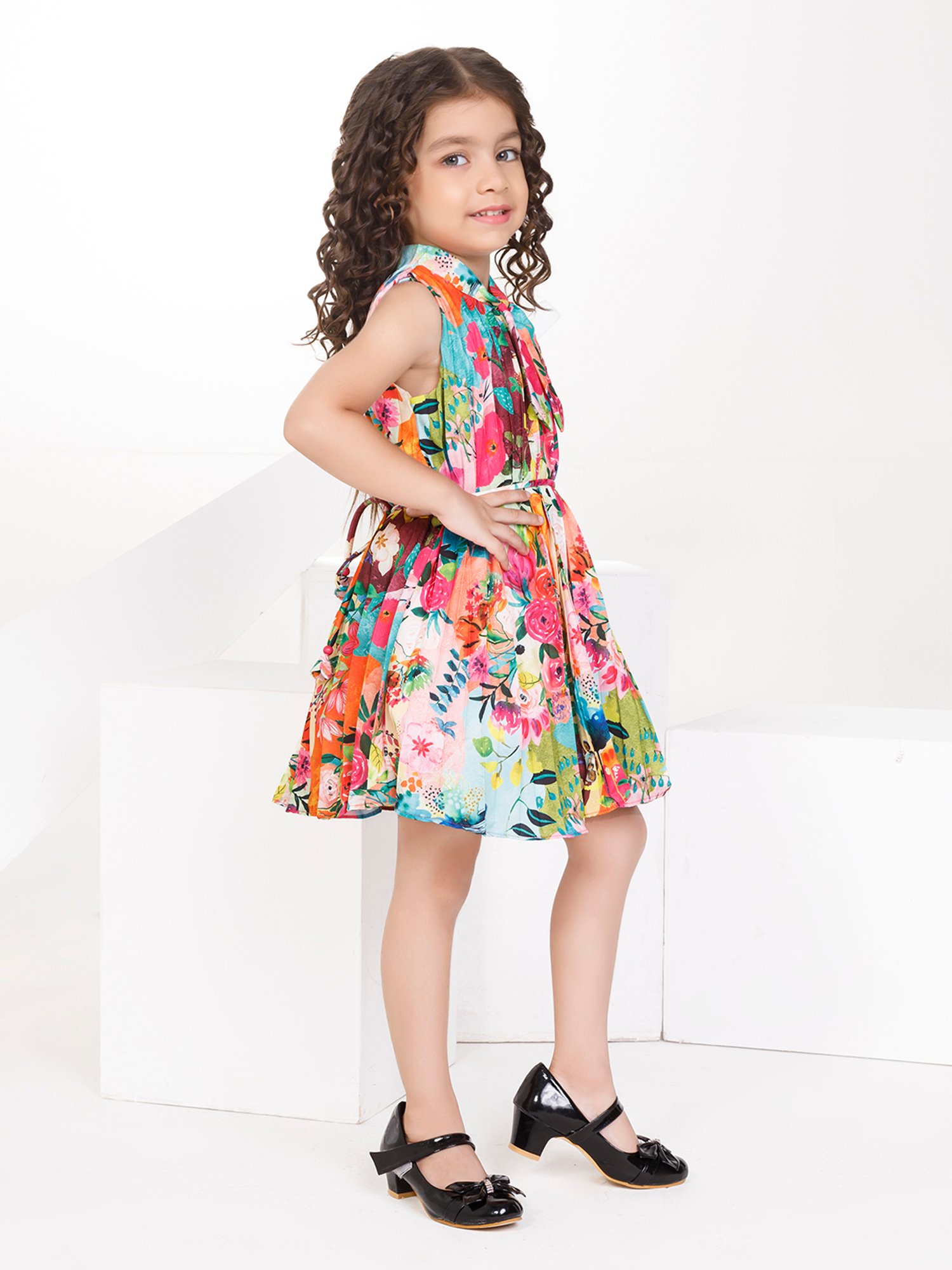 Peppermint Kids Multicolor Floral Print Dress