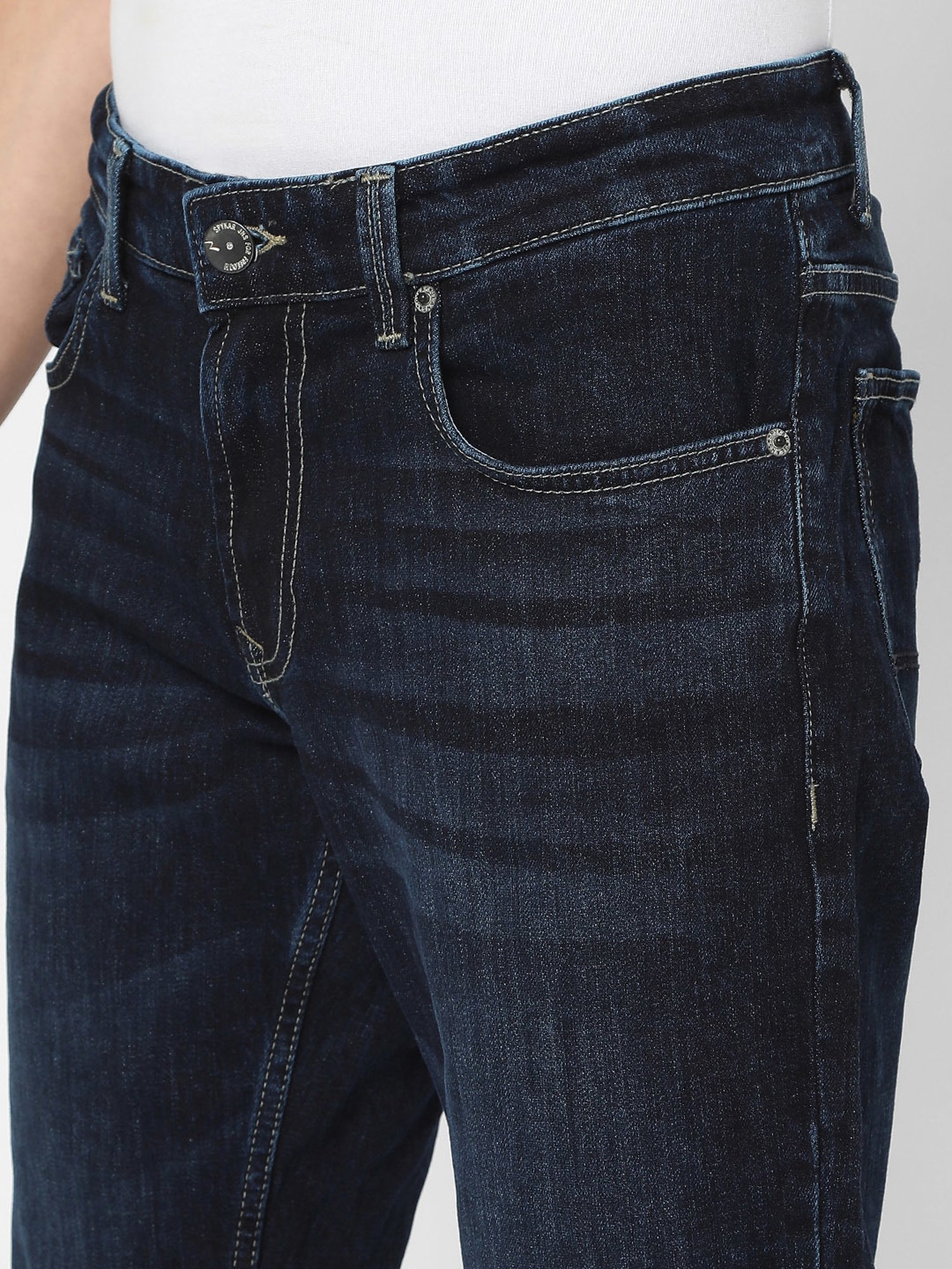 Spykar Dark Blue Lightly Washed Jeans