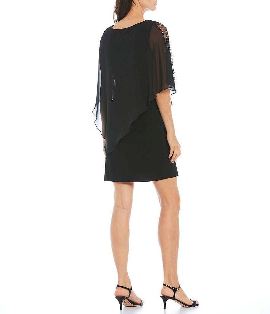 Eva Varro Floral Placement Print Knit Jersey Reversible to Solid Black Sheath Dress