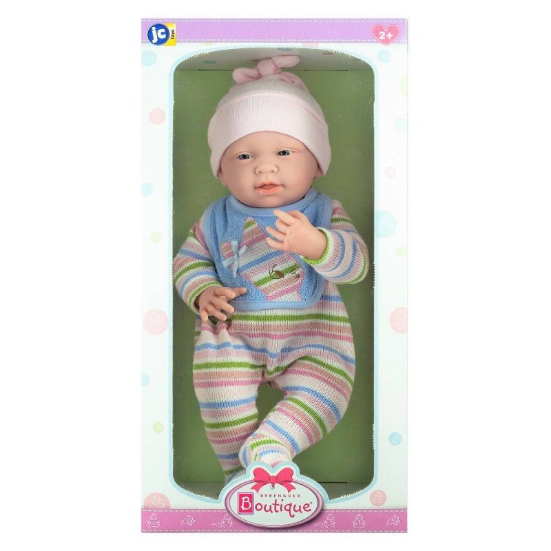 JC Toys La Newborn 15" Girl Doll - Striped Long Sleeve Pajama Outfit