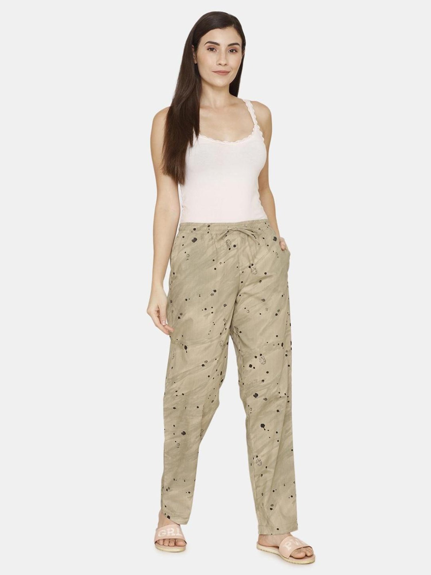 Coucou by Zivame Beige Printed Pajamas