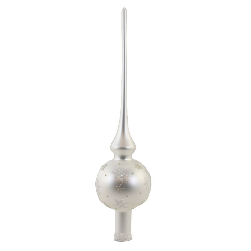 Inge Glas 11.75" Sparkling Sky White  Finial Tree Topper Matte Christmas  -  Tree Toppers