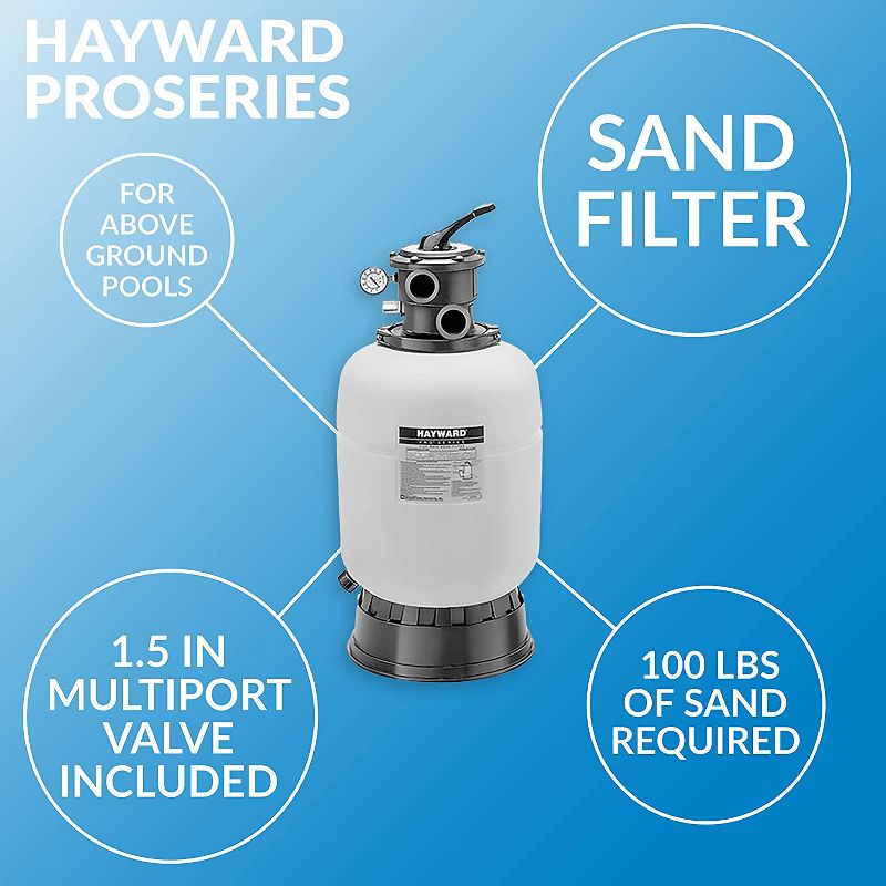 Hayward W3S166T1580S Thermoplastic Above-Ground Pool Pro-Series 7-Position VariFlo Valve Top-Diffuser Sand Filter with 1HP PowerFlo LX Pump, White