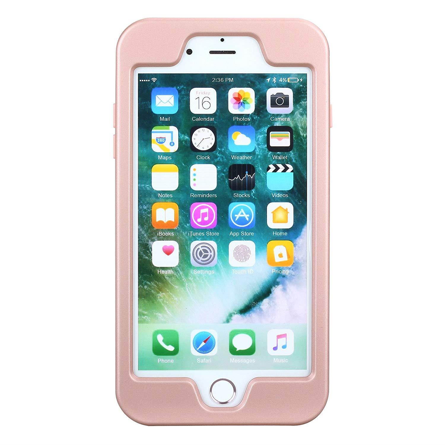 iPhone 7 Plus Case, iPhone 7 Plus Mirror Case,Hidden Back Mirror Wallet Case for Girls Women with Card Holder Impact Shock-Absorbent Case Cover for Apple iPhone 7 Plus. (Rose Gold)