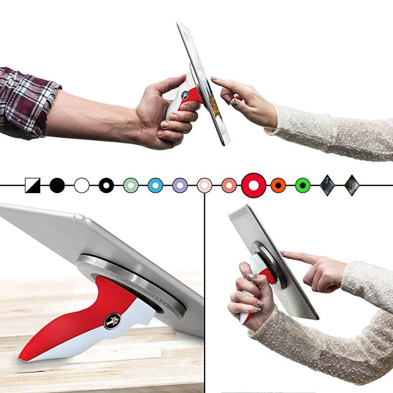 Universal Tablet Stand and Tablet Handle Compatible with iPad Samsung and Most Other Tablets WhiteRed