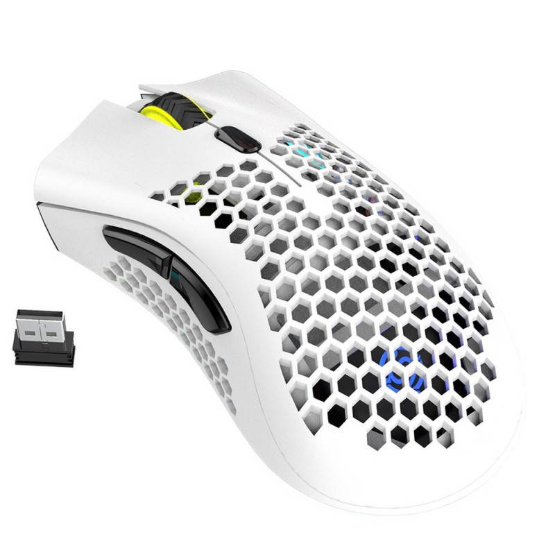 2.4GHz Wireless Mouse USB Rechargeable 1600DPI Adjustable Hollow Out Honeycomb RGB Optical Mouse Gamer Mice