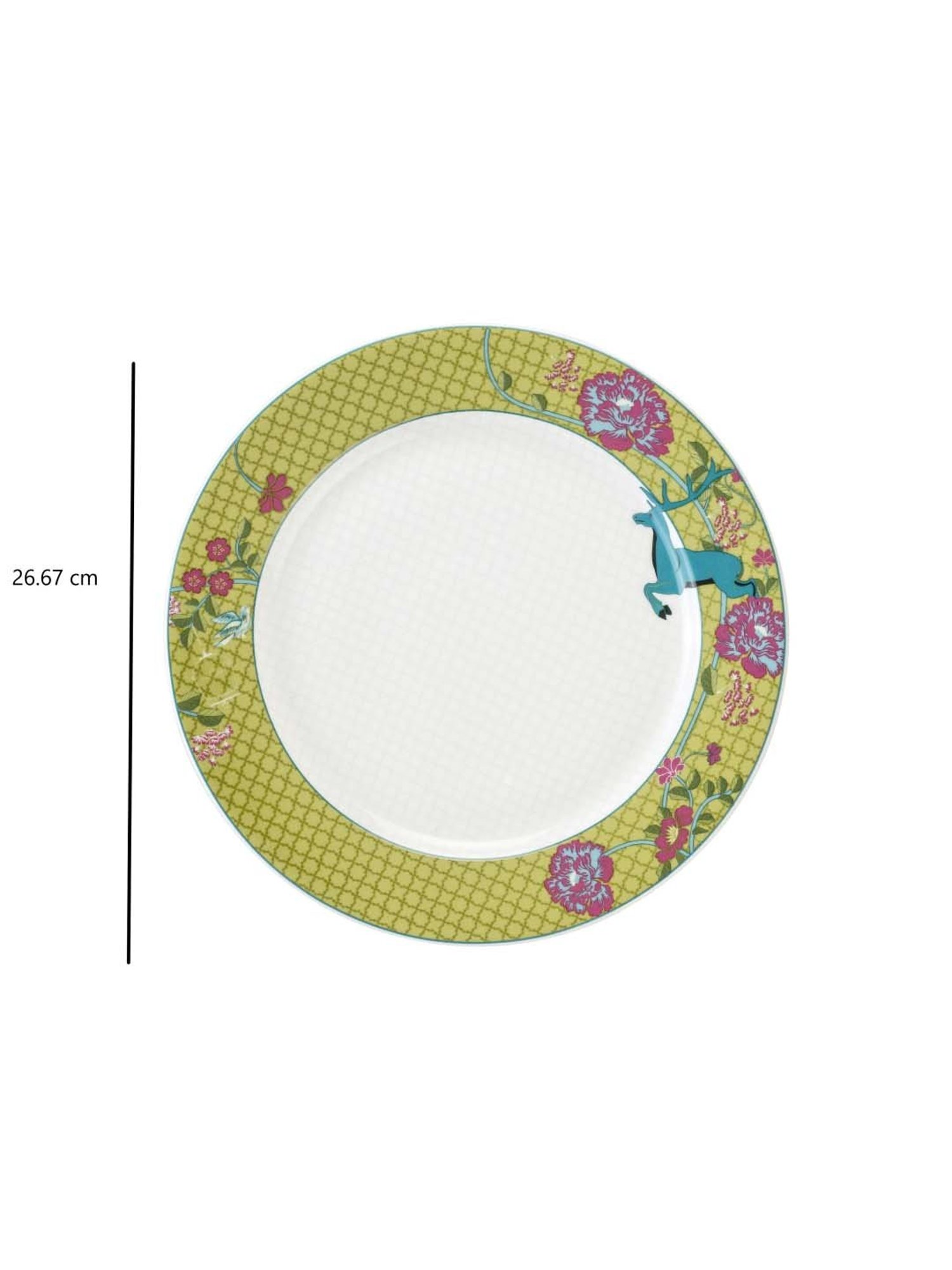 India Circus Multicolor Ceramic Dinner Plate - Set of 1