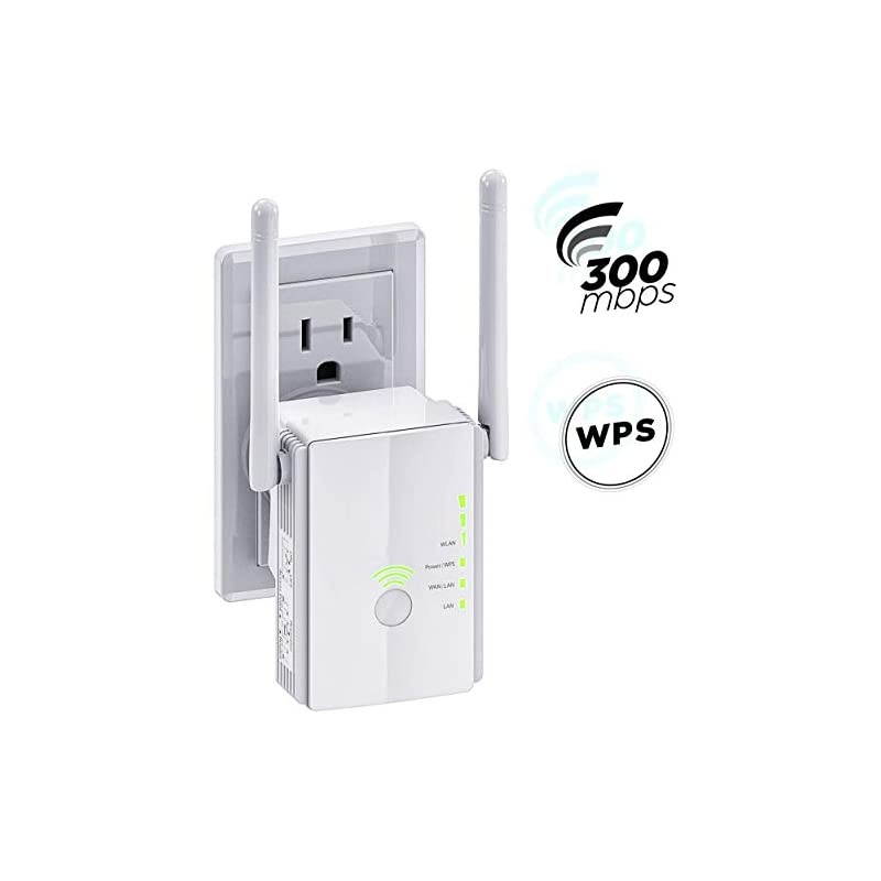 2020] WiFi Extender 300 Mbps with WPS Internet Signal Booster - Wireless Repeater up to 300 Mbps - Range Network Compatible with Alexa - Extends WiFi Coverage to Smart Home Devices