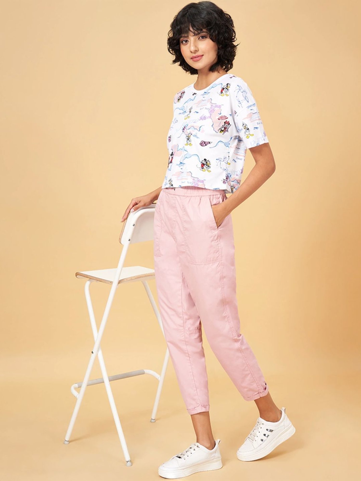 Honey by Pantaloons White Cotton Printed T-Shirt