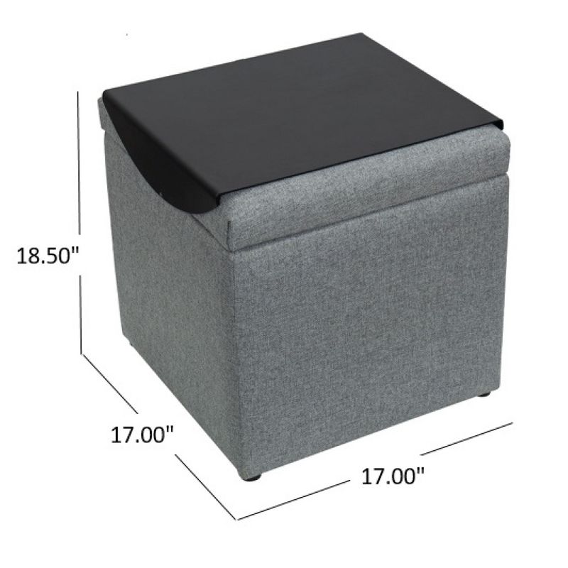 eLuxury Square Storage Ottoman with Removable Tray Top