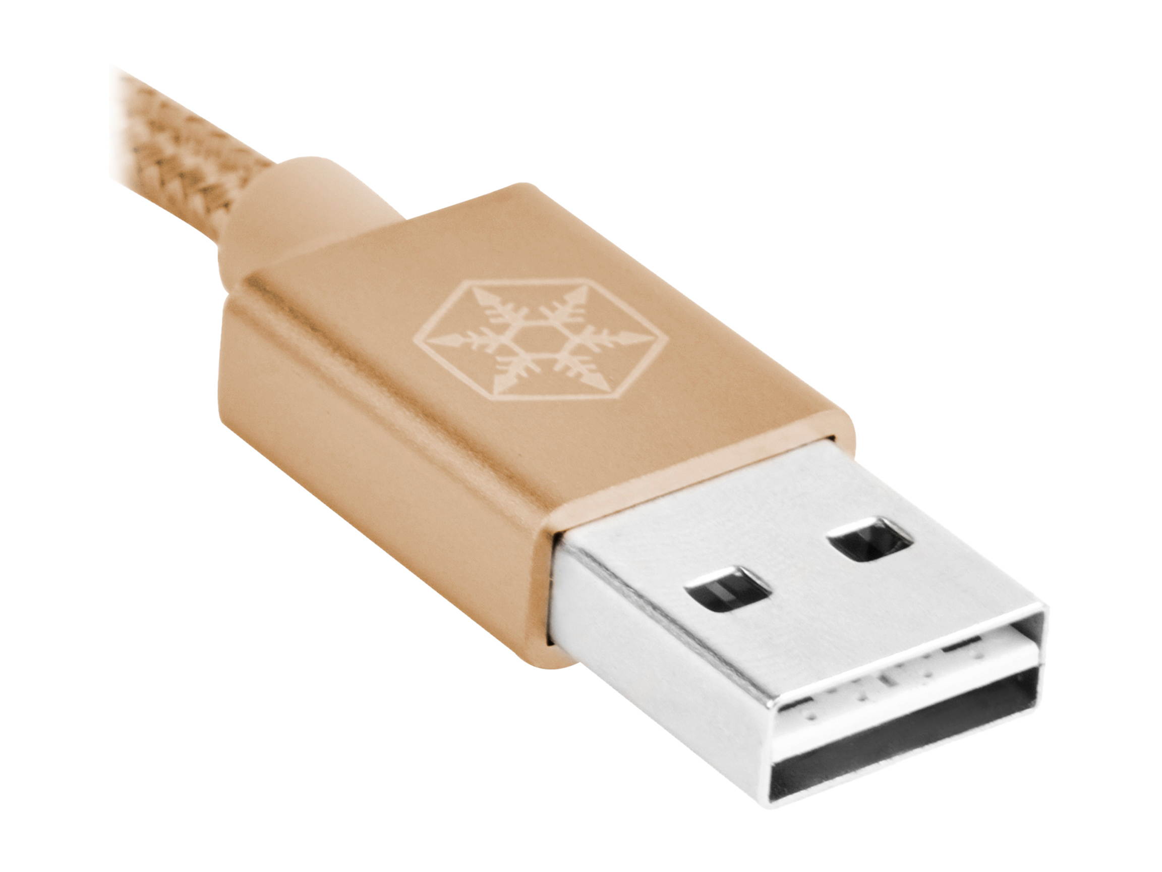 SilverStone Technology CPU01G-500 Micro USB Cable for Smartphone / LG / Samsung / Reversible USB-A / Reversible Micro USB-B / 500mm / Gold