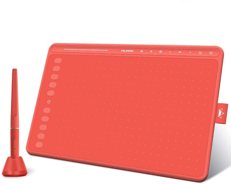 2020 Huion HS611 Graphics Drawing Tablet Android Supported Pen Tablet Tilt Function Battery-Free Stylus 8192 Pen Pressure with 8 Multimedia Keys 10 Express Keys and Touch Strip