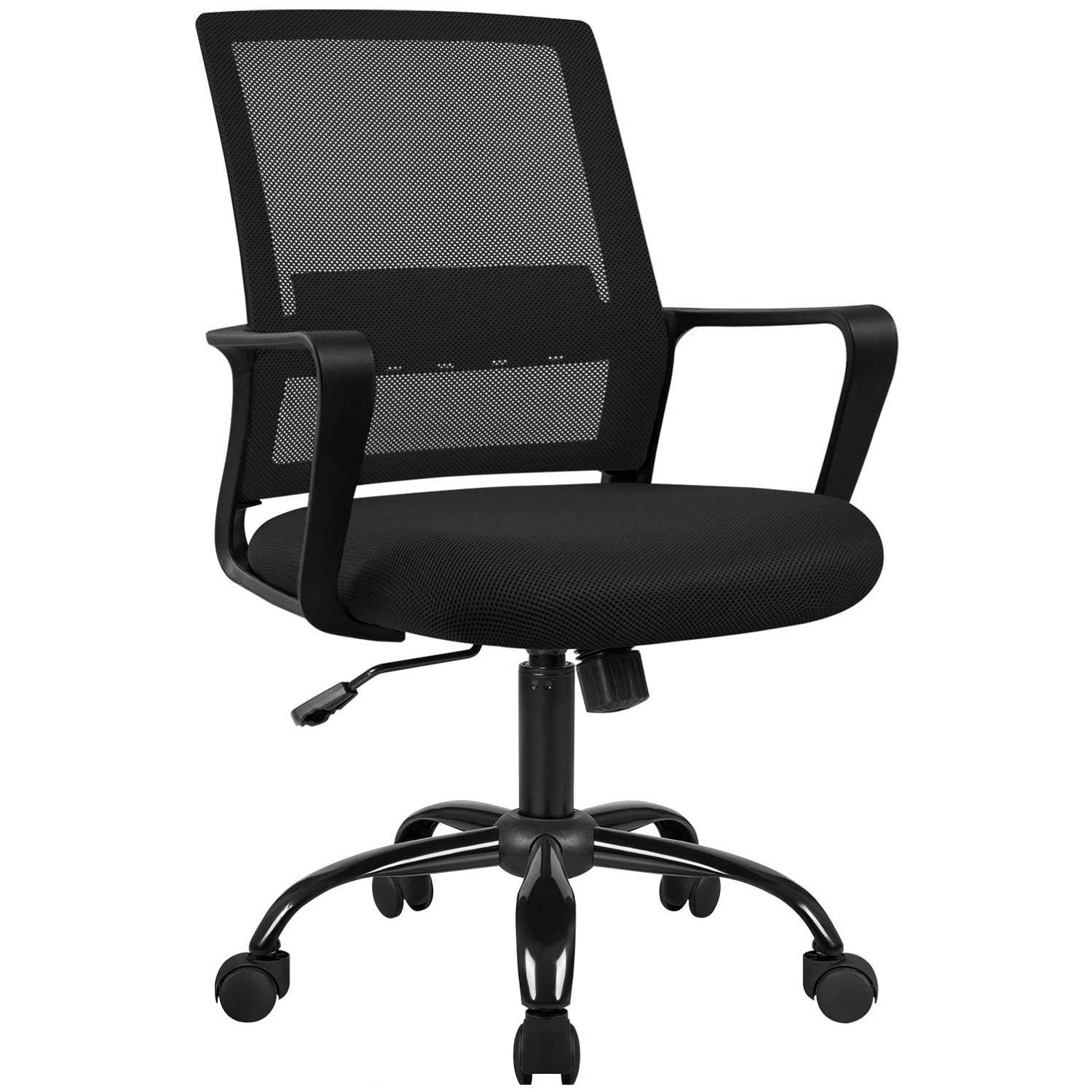 Furmax Office Ergonomic Mesh Desk Modern Mid Back Task Home Chair with Lumber Support and Armrest (Black)