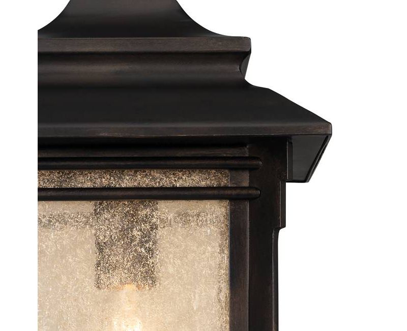 Franklin Iron Works Rustic Outdoor Ceiling Light Hanging Lantern Walnut Bronze 19 1/4" Frosted Glass Damp Rated for Porch Patio