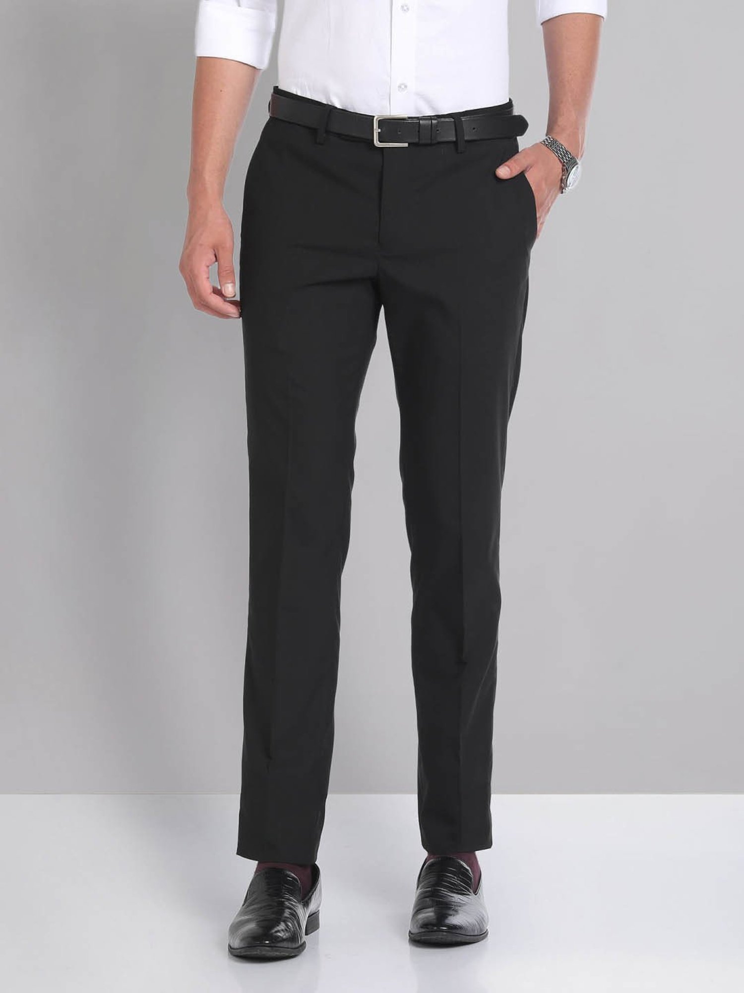AD by Arvind Black Slim Fit Trousers