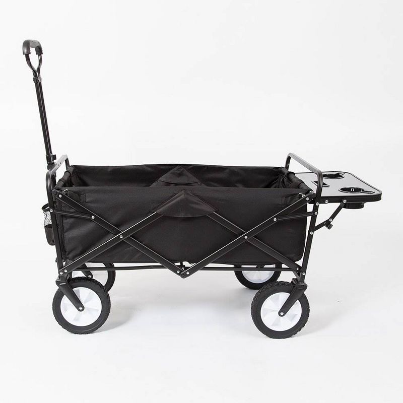 Mac Sports Collapsible Folding Outdoor Garden Utility Wagon Cart w/ Table, Black