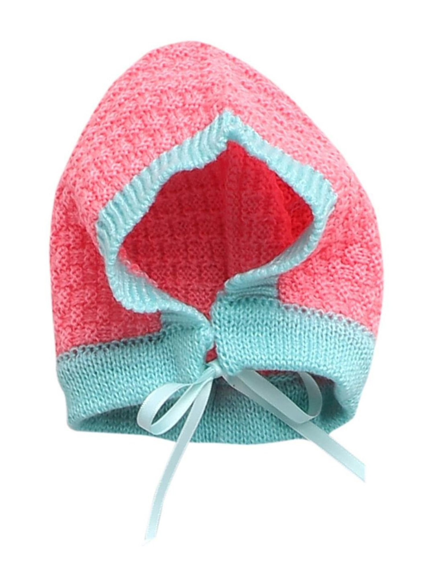 Little Angels Kids Pink & Green Color Block Full Sleeves Sweater Set