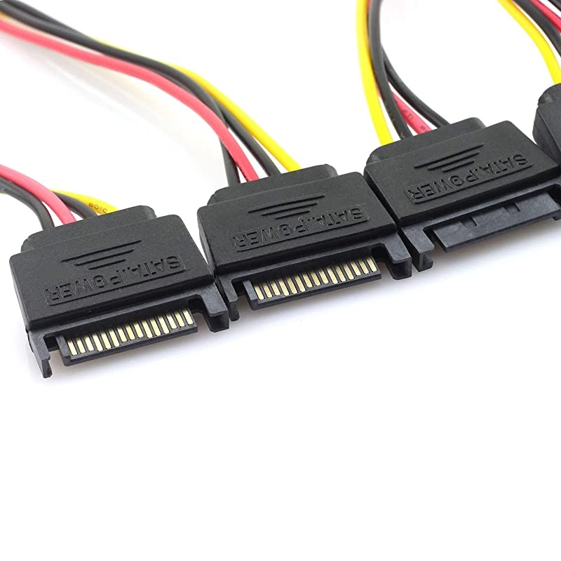 4pcs SATA 15Pin Male to IDE Molex 4Pin Female HDD Extension Power Adapter Cable for Serial ATA Hard Drives and CD ROM Drives 20cm