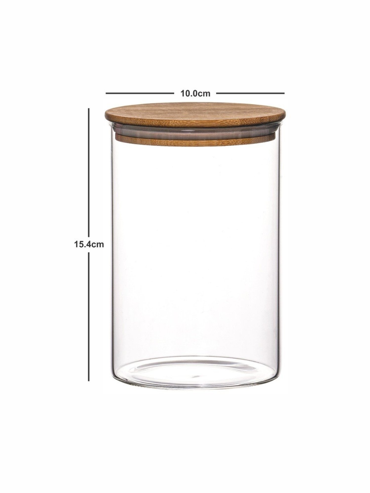 Goodhomes Transparent Glass Storage Jar with Wooden Lid - Set of 2