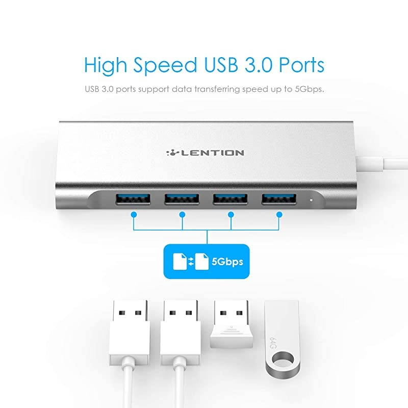 USBC MultiPort Hub with 4K HDMI Output 4 USB 30 Type C Charging Adapter Compatible 20202016 MacBook Pro 131516 New Mac Air Surface Chromebook More CBC35 Silver