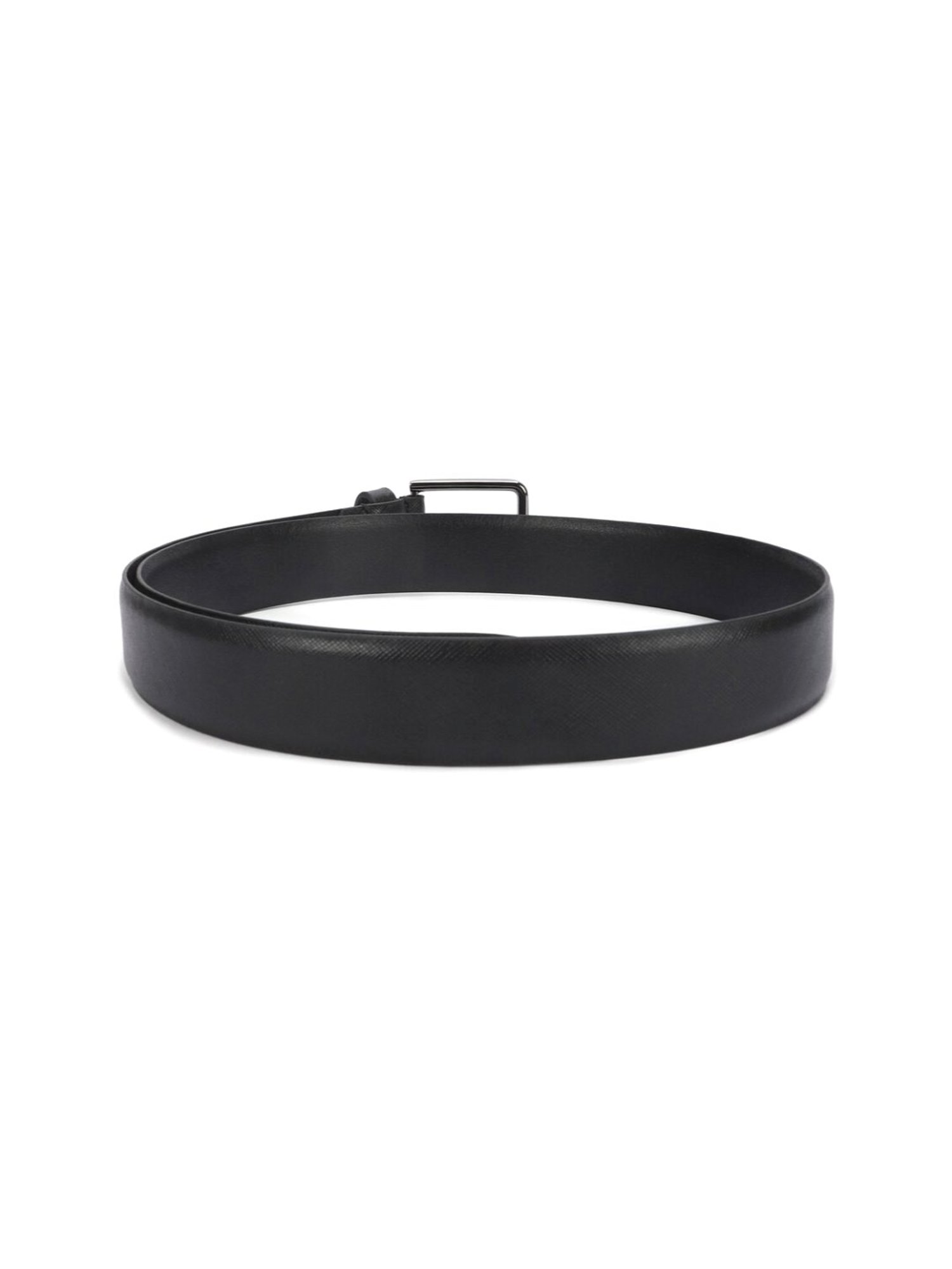 Simon Carter Black Leather Textured Formal Belt for Men
