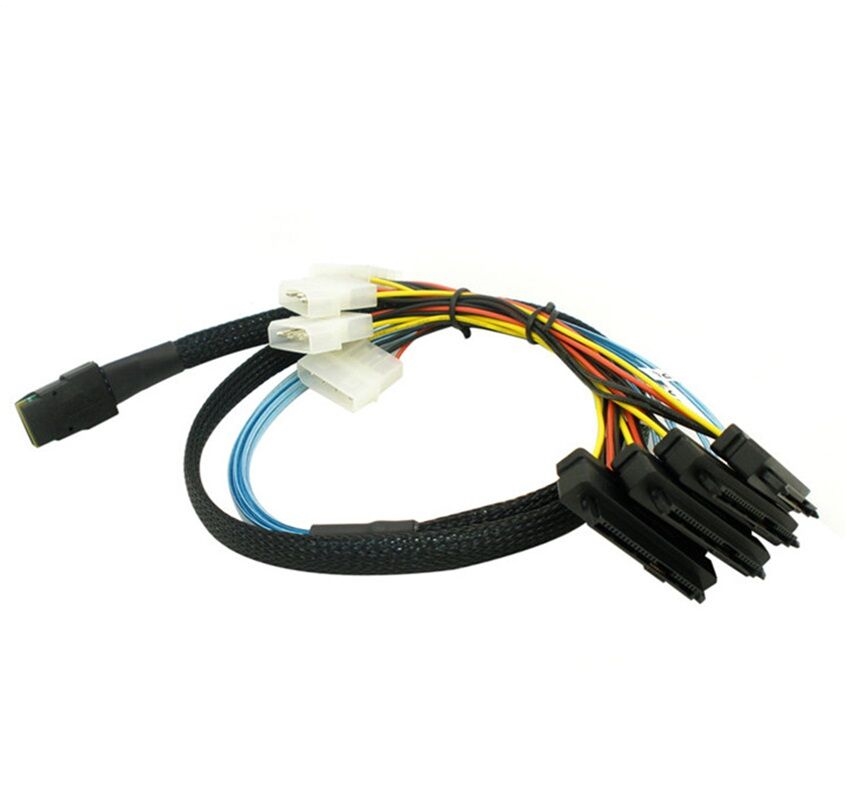 Weastlinks Sas Sata Cables for HDD Server Display Card MINI SAS 4i SFF-8087 36Pin To 4 SAS 29Pin Sff 8482 +4pin Power Cable 1m