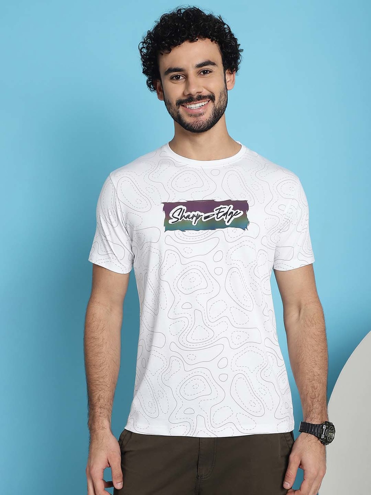 Venitian- Forbidden Clothing White Slim Fit Printed Crew T-Shirt