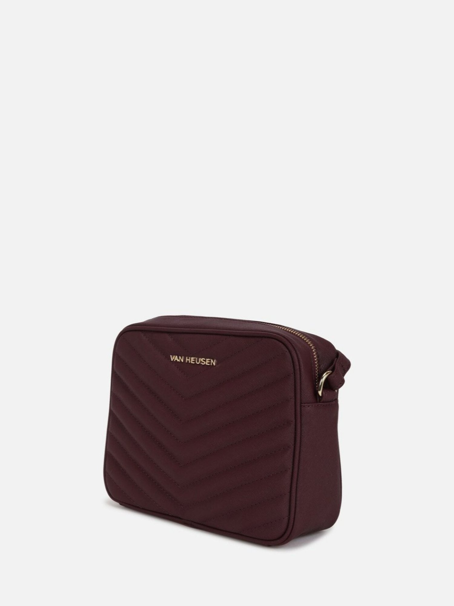 Van Heusen Wine Quilted Leather Cross Body Bag