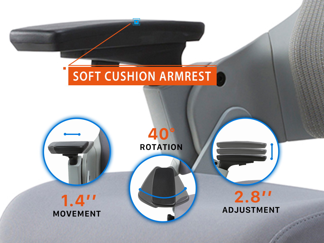 CLATINA 247 Series High Back Ergonomic Office Desk Chairs and Mesh Executive Chairs with Back Support, Grey