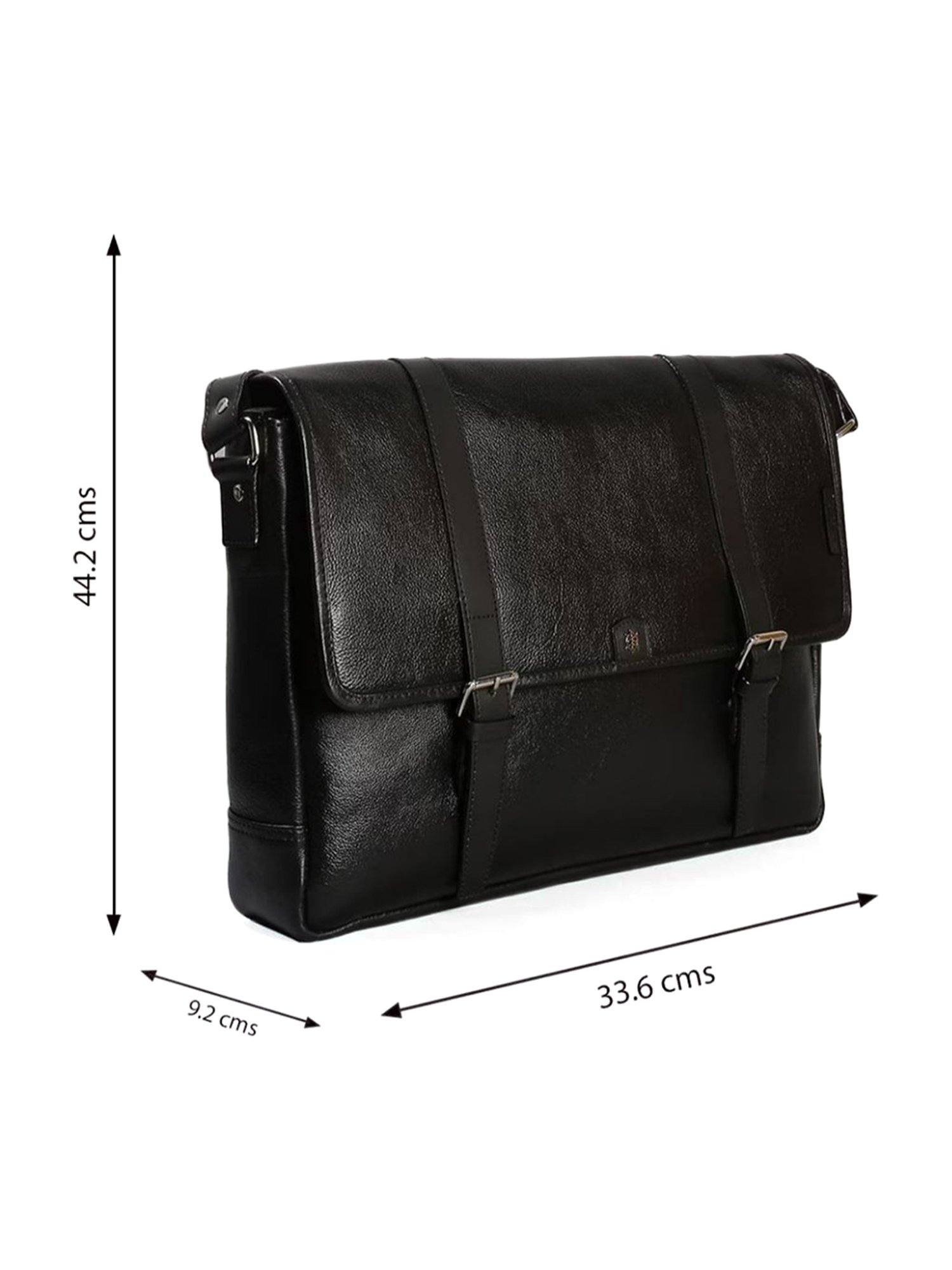 Tortoise PEDRO Black Leather Medium Messenger Bag - 15 inches