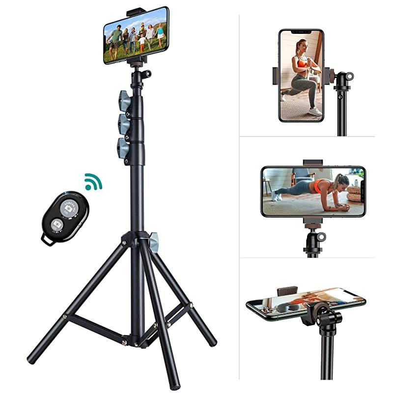 60 Phone Tripod  Universal Phone Tripod Stand with Bluetooth Remote Tripod for iPhone Heavy Duty Fully Adjustable Fits iPhone 12 Pro Max Mini 11 Xs Samsung Note 20 S20 Plus and All Phones