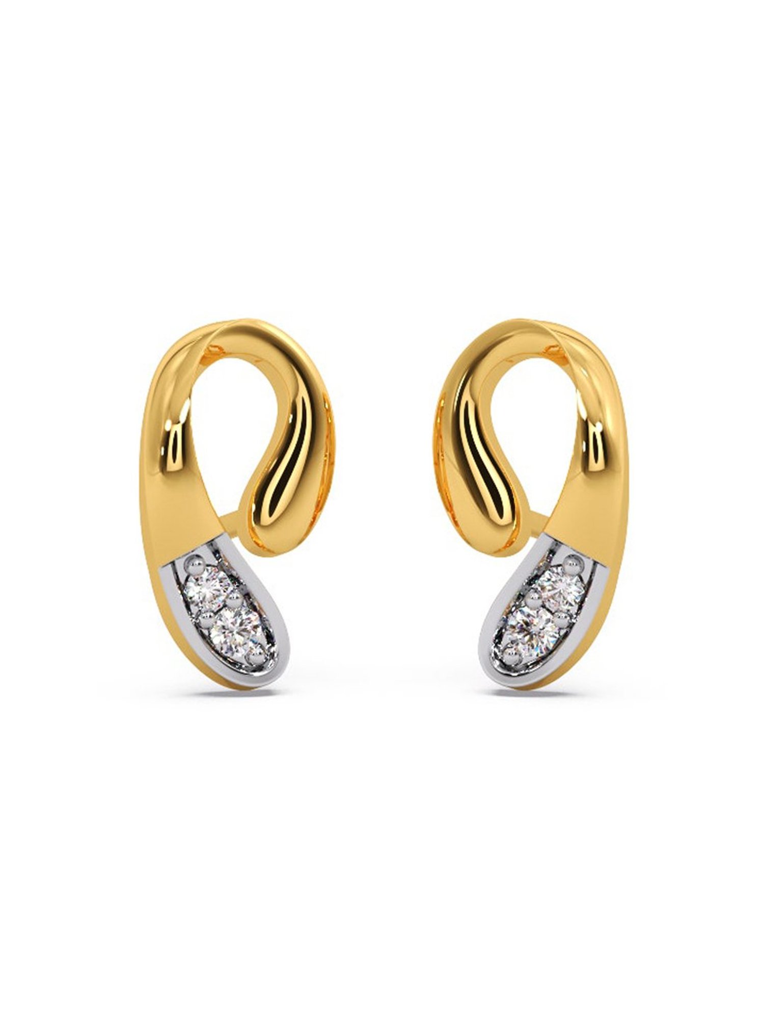 Candere by Kalyan Jewellers Stylish 18K Yellow Gold and Diamond Stud Earrings