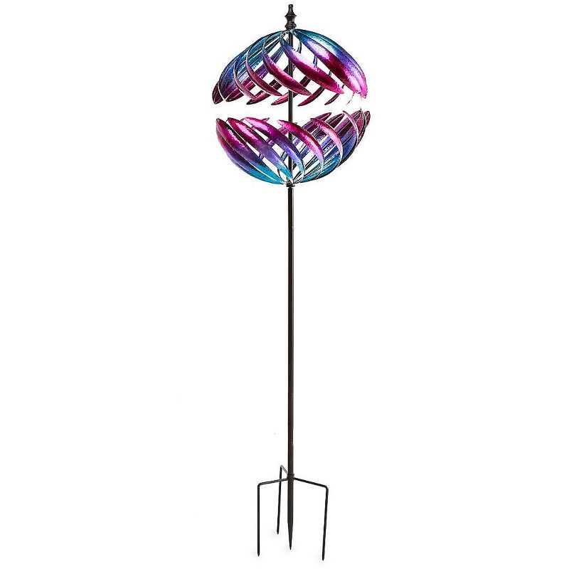 Plow & Hearth - Oversized Split Sphere Metal Wind Spinner in Ombre Tri-Color Finish
