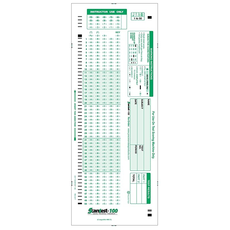 100 882 E Compatible Testing Forms 50 Sheet Pack