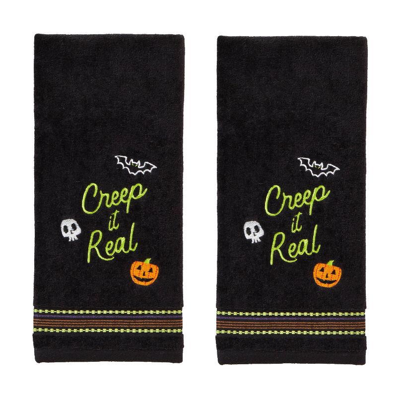 2pk Creep It Real Hand Towel Black - SKL Home