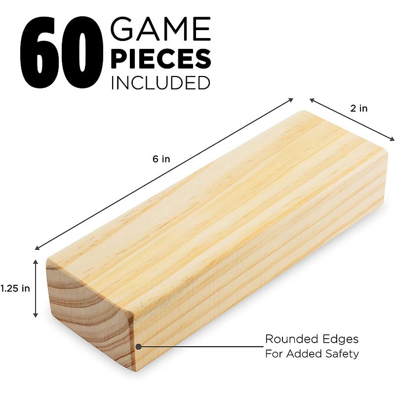 Sunny & Fun Large Tumbling Tower Oversized Wooden Toppling Blocks (60-Piece)