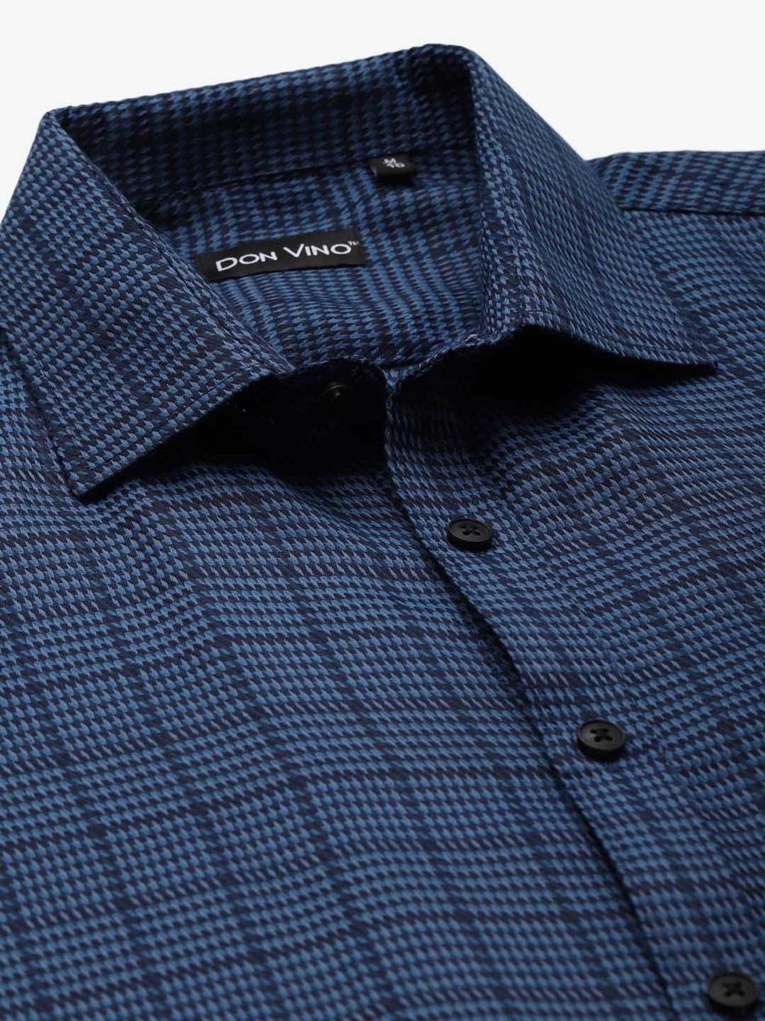 Don Vino Dark Blue Slim Fit Check Shirt