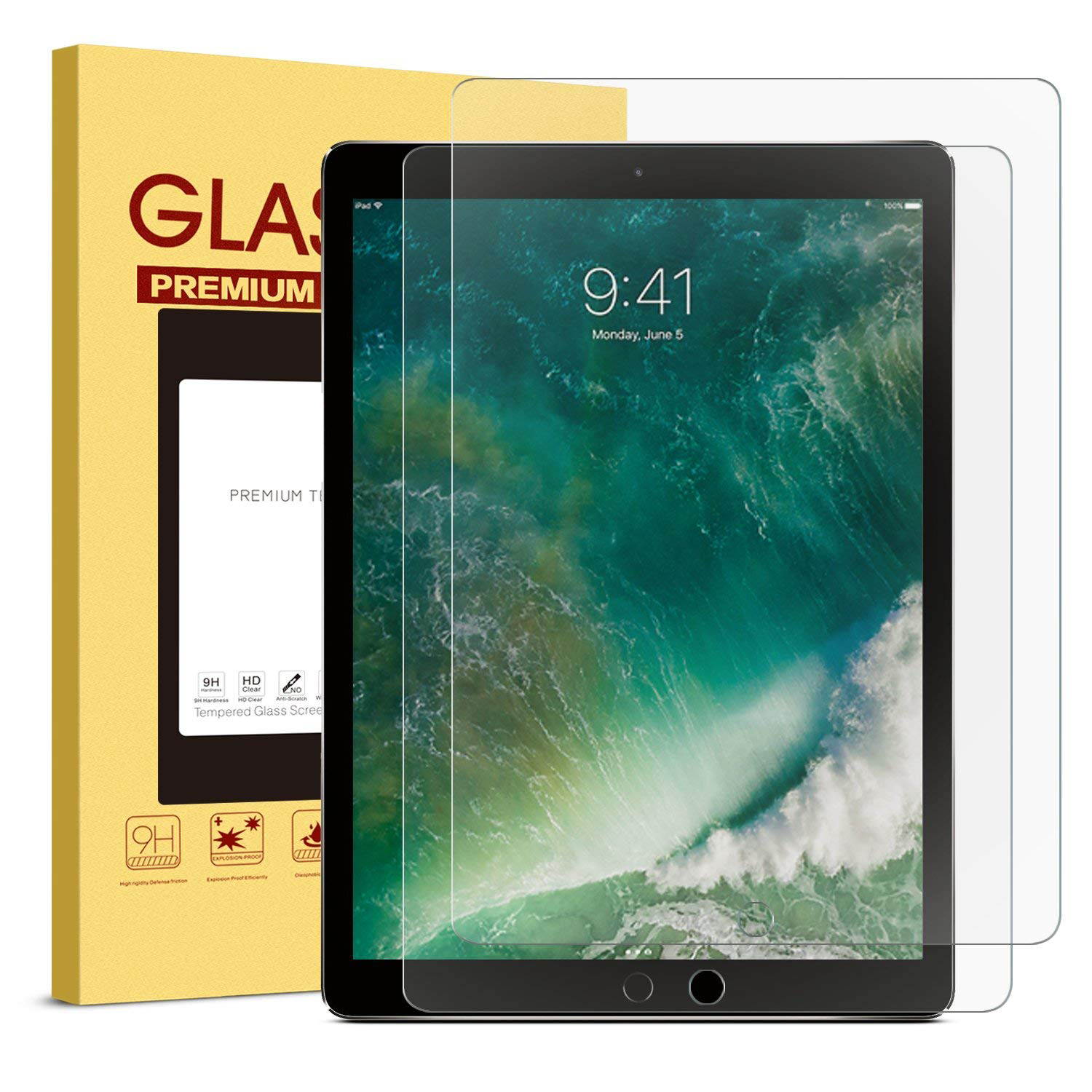 [2 PACK] iPad Pro 12.9 Screen Protector WERLEO Multi-Touch Compatible / Bubble-Free / Anti-Scratch Tempered Glass Screen Protector For 12.9-Inch iPad Pro (2015, 2017 Release)