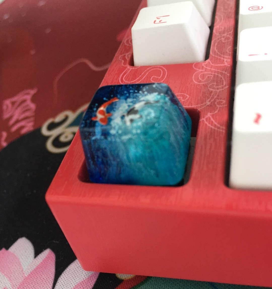 Resin Keycap OEM/R4 Height Suitable for MX Switch, Delicate Hand Engraved Resin Key Caps for Mechanical Keyboards (Red)