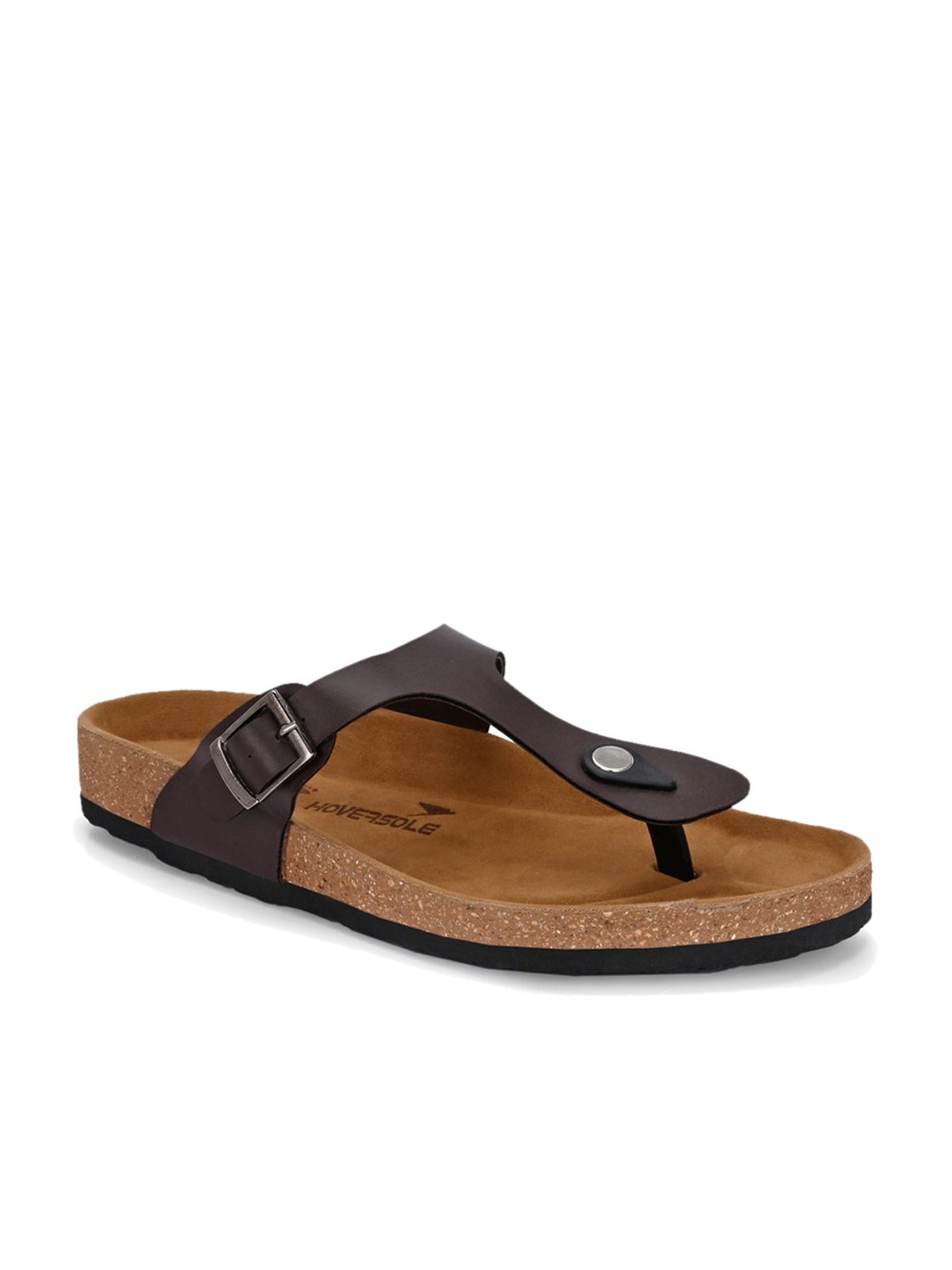 Hoversole Men's Brown Cork T-Strap Sandals