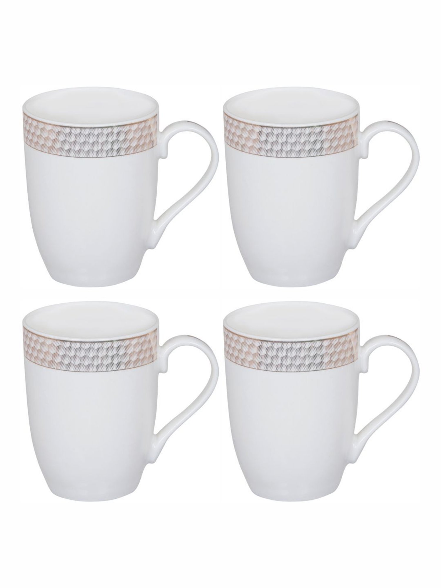 Goodhomes White Porcelain Coffee Mugs - Set of 4 (360ml)