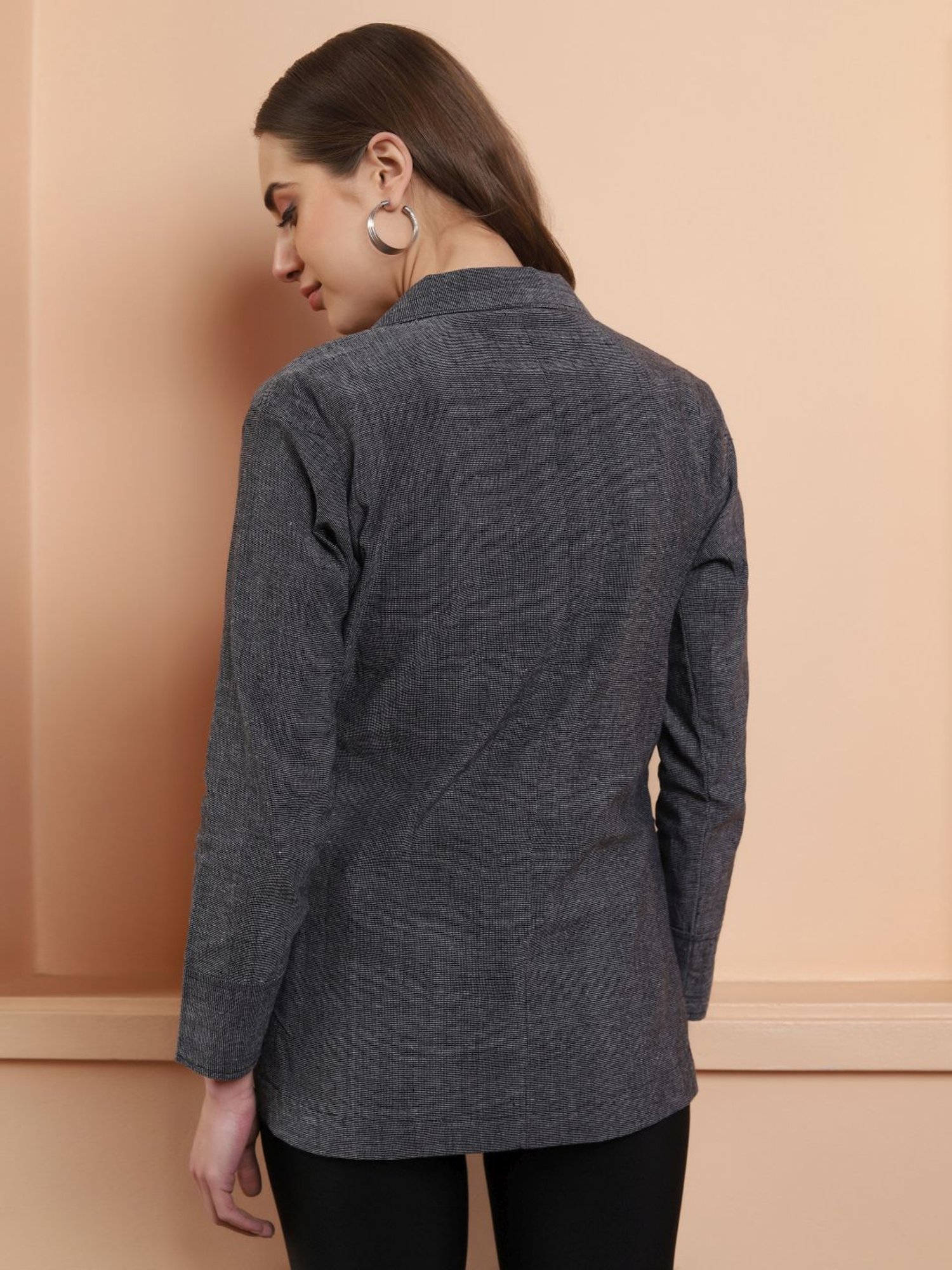 SHADES Grey Pure Cotton Handloom Blazer