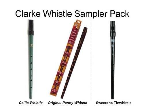 clarke deluxe whistle sampler pack 1 penny, 1 celtic, and 1 sweetone