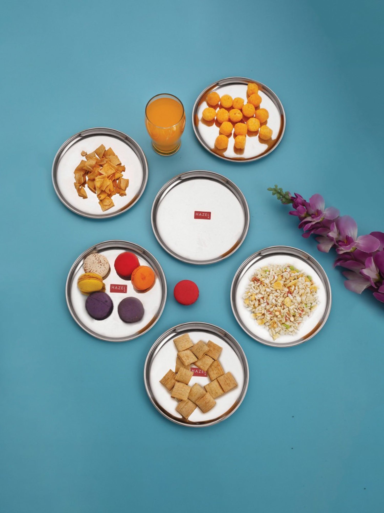 HAZEL Silver Stainless Steel Dinner Plate - Set of 6