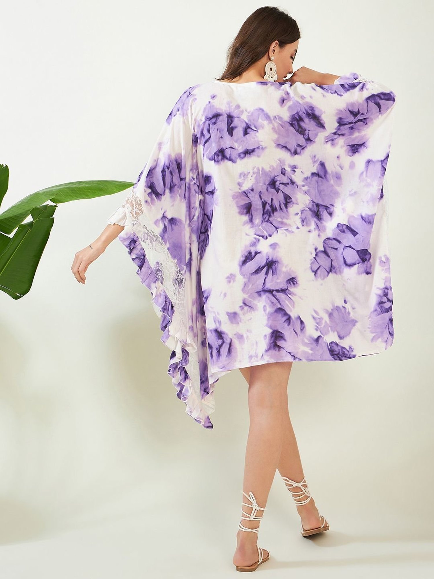 The Kaftan Company Purple Tie & Dye Beachwear Kaftan
