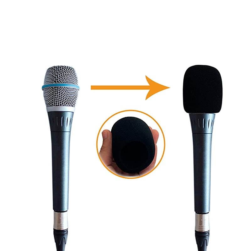 5 Pcs Black Thick Foam Mic Covers Microphone Windscreen Pop Filters Handheld Studio Recording Equipment Live Sound Stage KTV