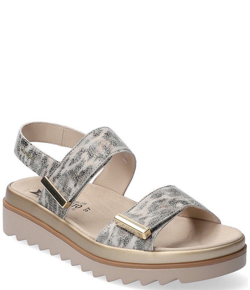 Mephisto Dominica Leopard Print Leather Wedge Sandals