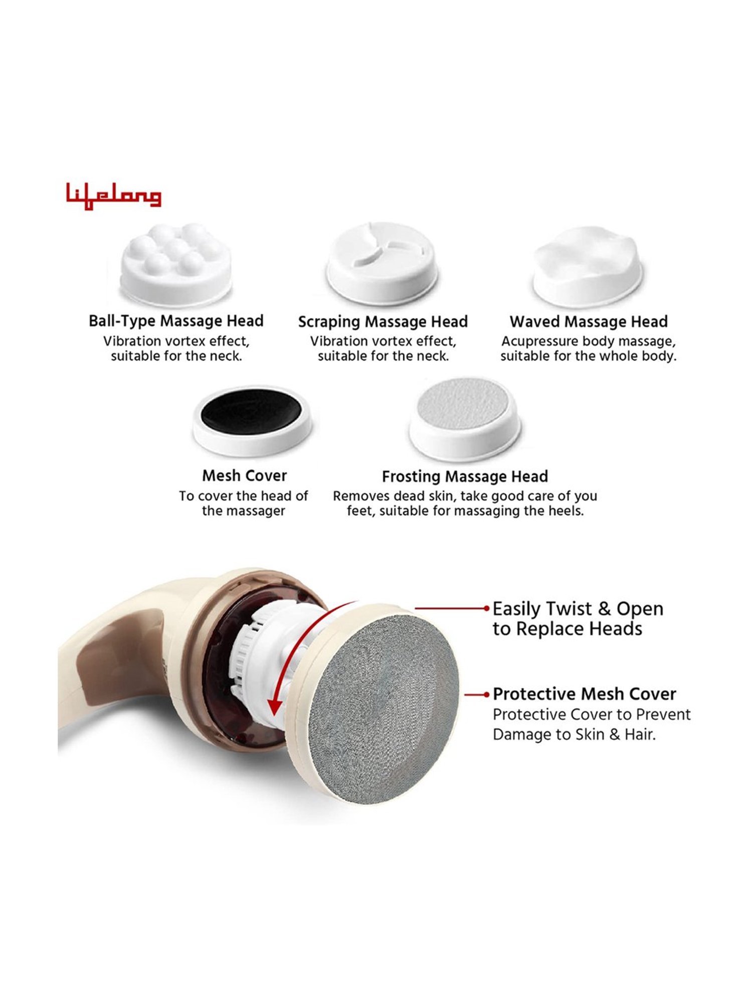 Lifelong LLM27 Electric Handheld Full Body Massager (Brown)