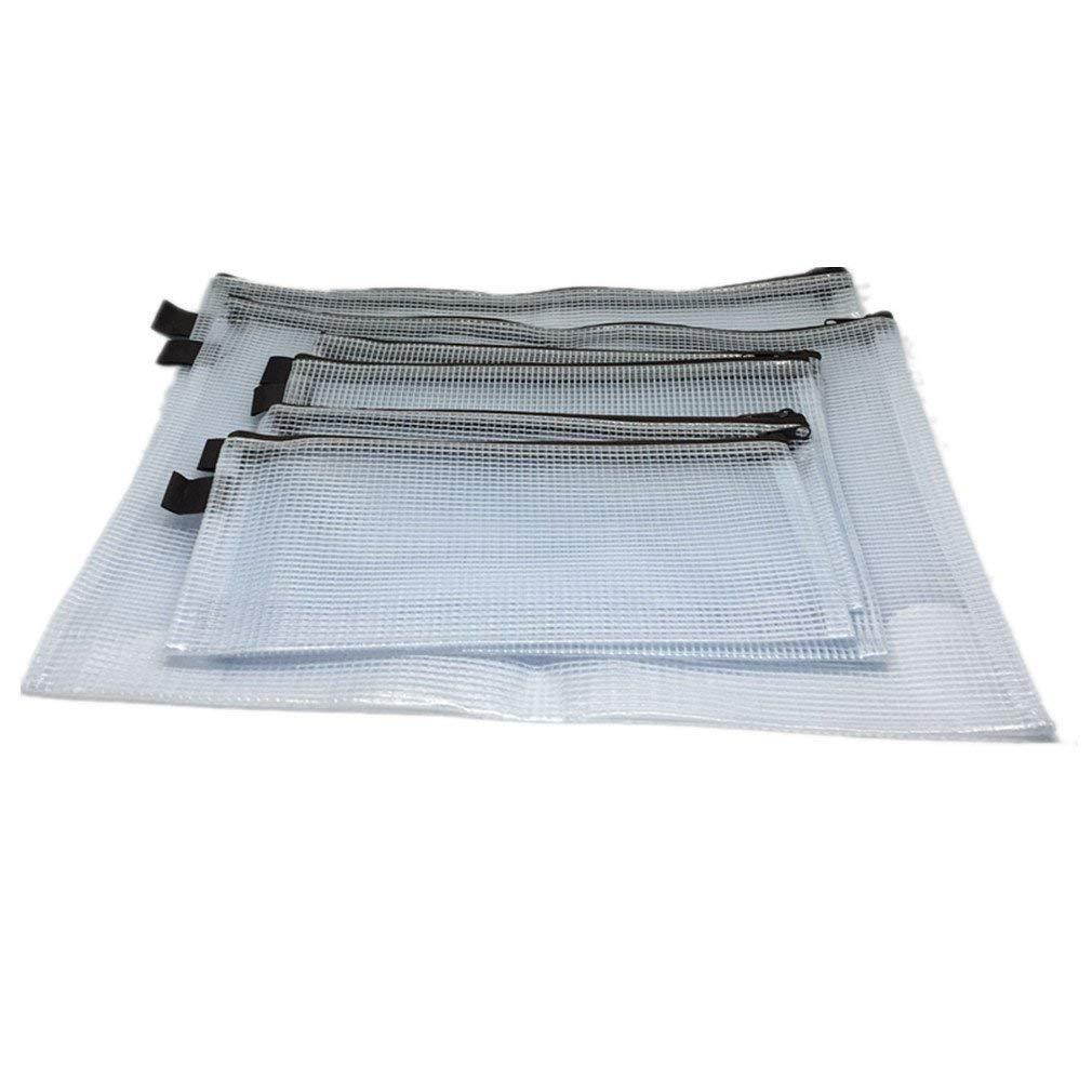 TEKEFT 6pcs Clear Color Plastic A5 A4 A3 Paper Document File Bill Zipper Bag Pencil Pouch (6 pcs)